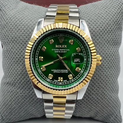 Rolx Datejust Twotone Green Watch