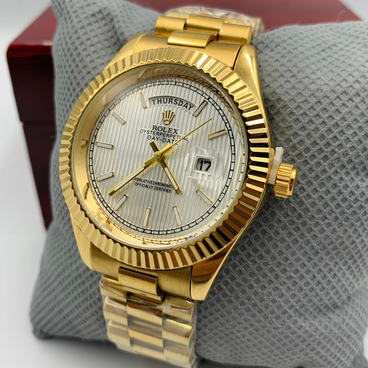Rolx Golden White Full DayDate Watch