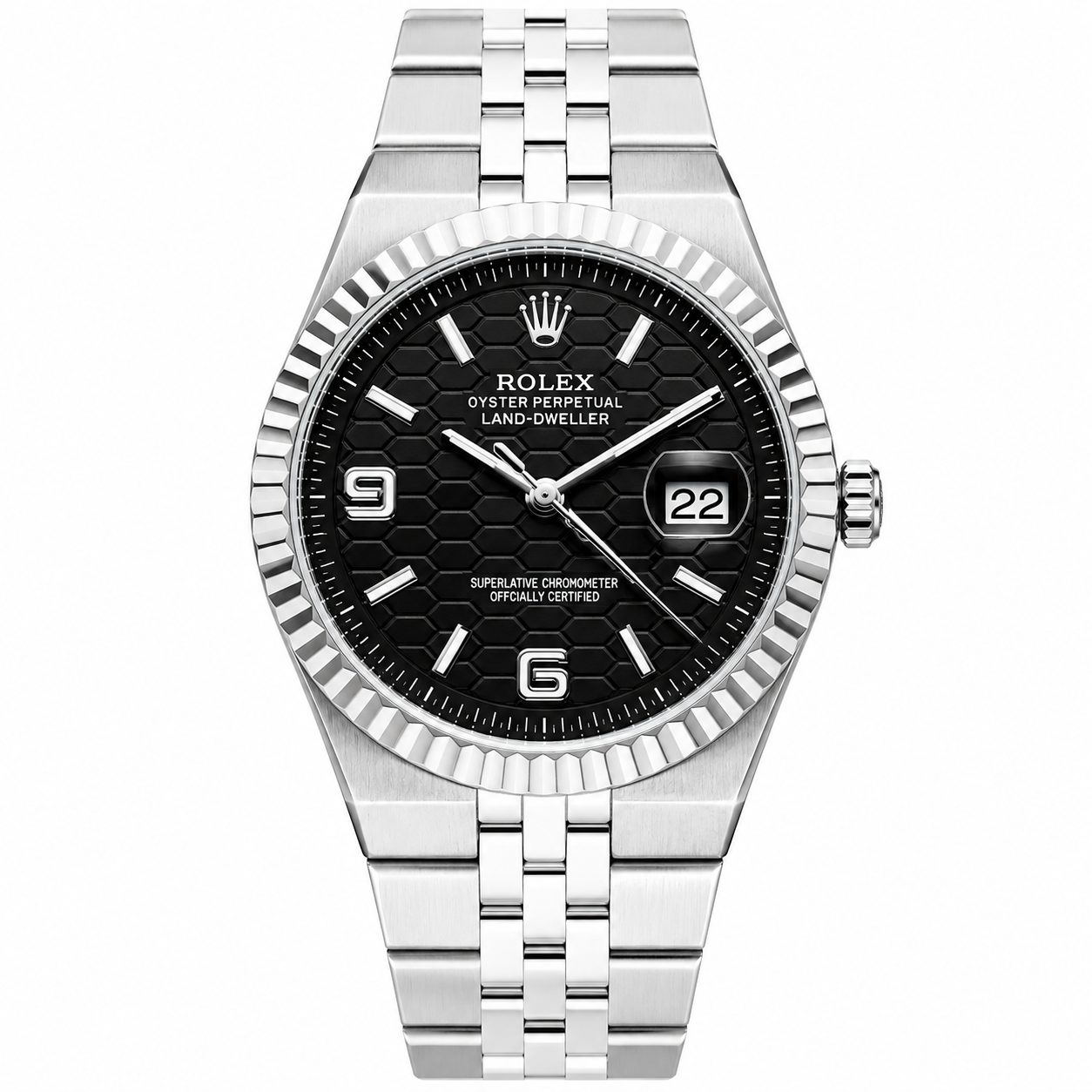 Rolx Landweller New Silver Black Watch