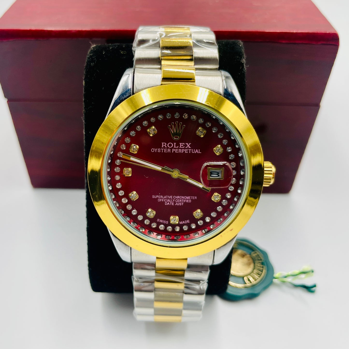 Oyster Datejust Twotone Red Stones Datejust Watch