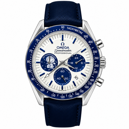Omega Speedmaster Chronograph Sun Full Blue Strap Watch