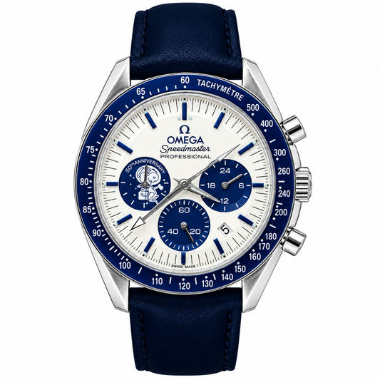Omega Speedmaster Chronograph Sun Full Blue Strap Watch