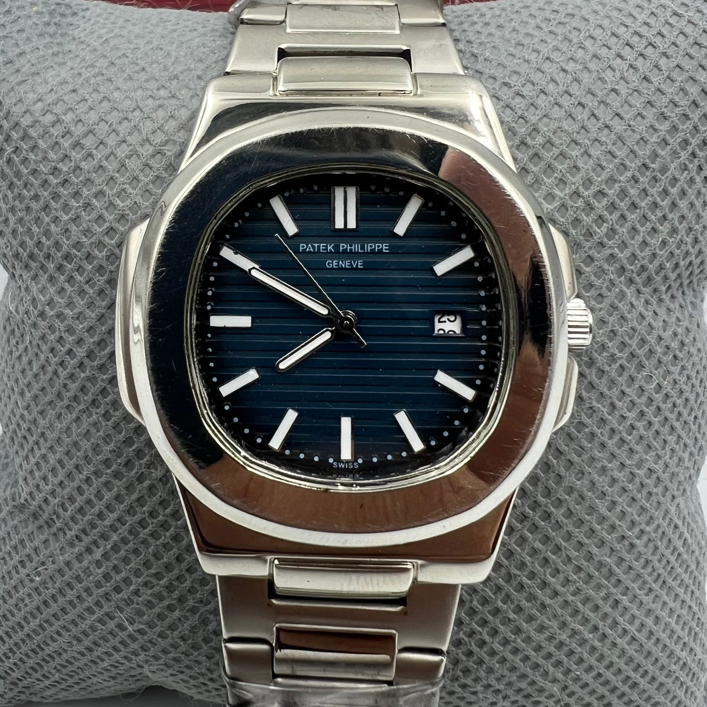 Patek Silver Blue Watch