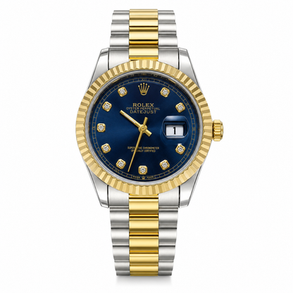 Rolx Simple Twotone Blue Datejust Watch