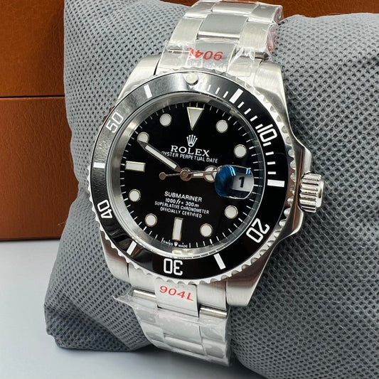Rolx Submariner Silver Black Automatic Watch