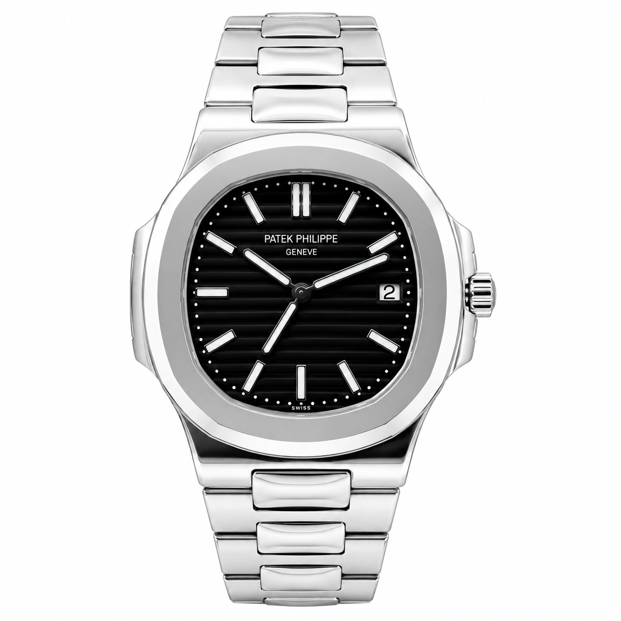 Patek Silver Black Watch