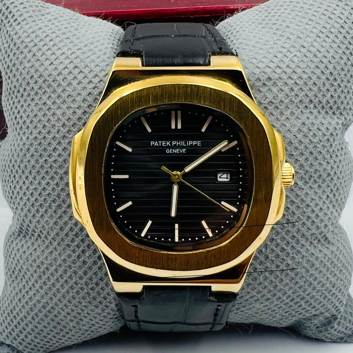 Patek Strap Golden Black Watch