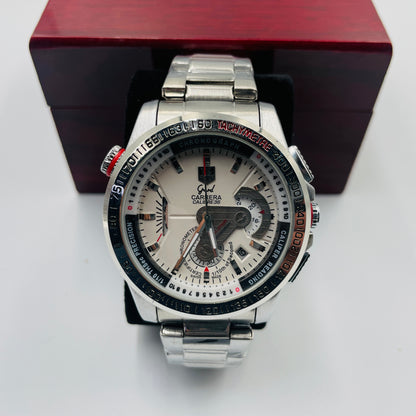 Tag Grand Carrera Silver Chronograph Working Watch