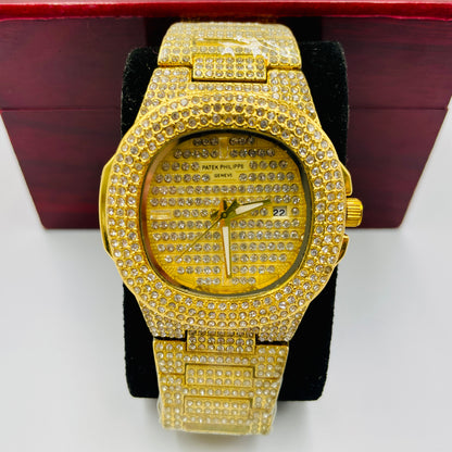 Patek Stones Full Golden Watch