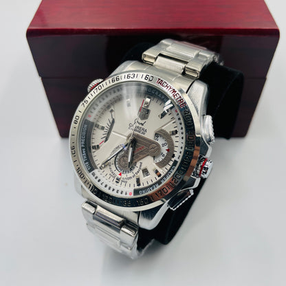 Tag Grand Carrera Silver Chronograph Working Watch
