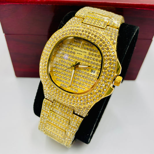 Patek Stones Full Golden Watch