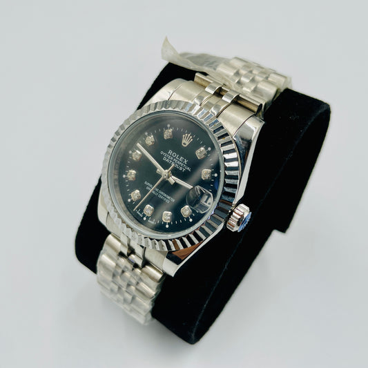 Silver Black Datejust Ladies Watch