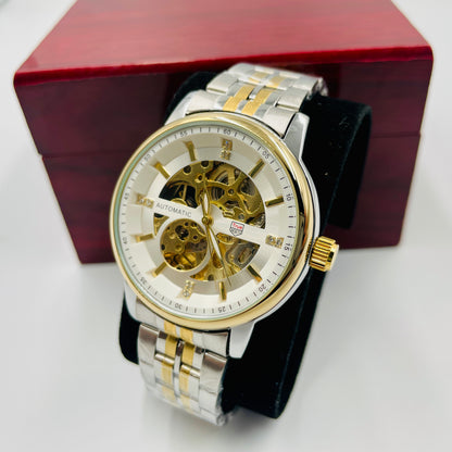 TrueWorth Original Twotone White Automatic Stone Watch