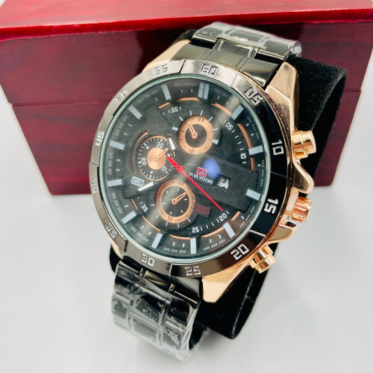 Curren Black Copper Chronograph working Original Watch
