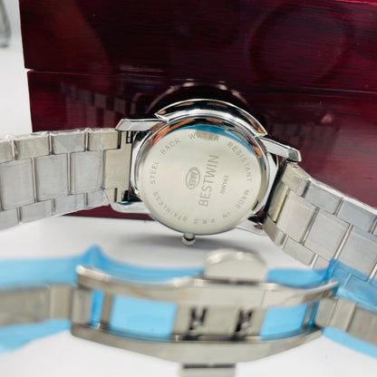 Bestwin Silver Green Dial Watch