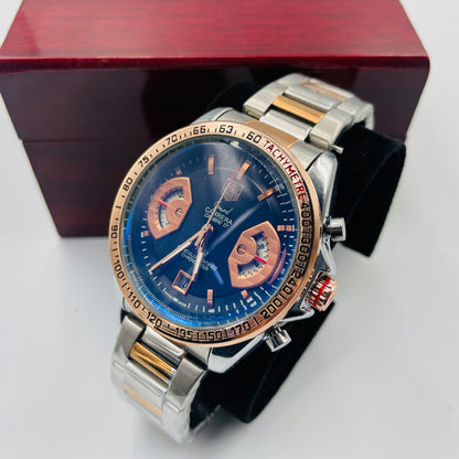 Tag Grand Carrera Twotone Black Chronograph Working Watch
