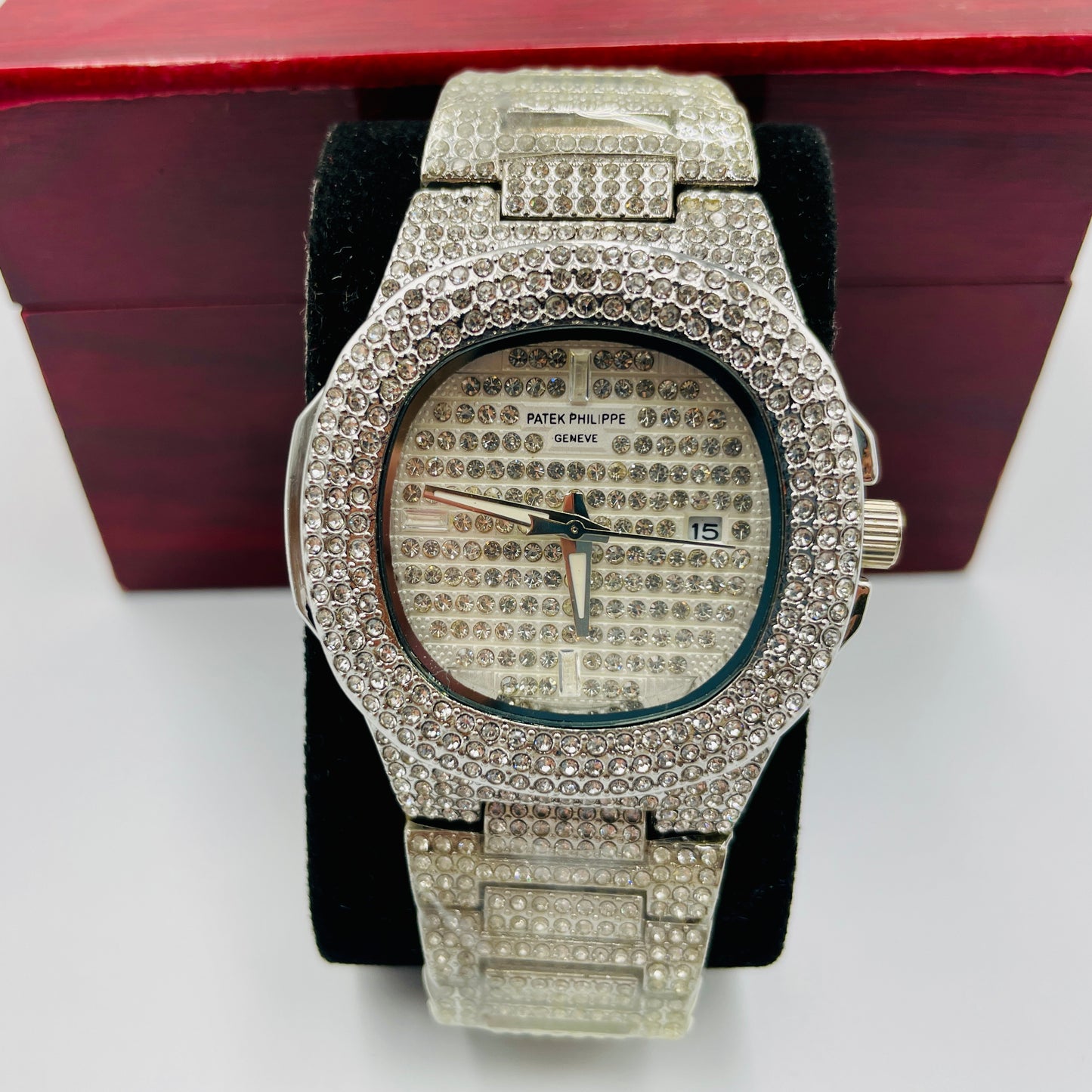 Patek Stones Silver Watch