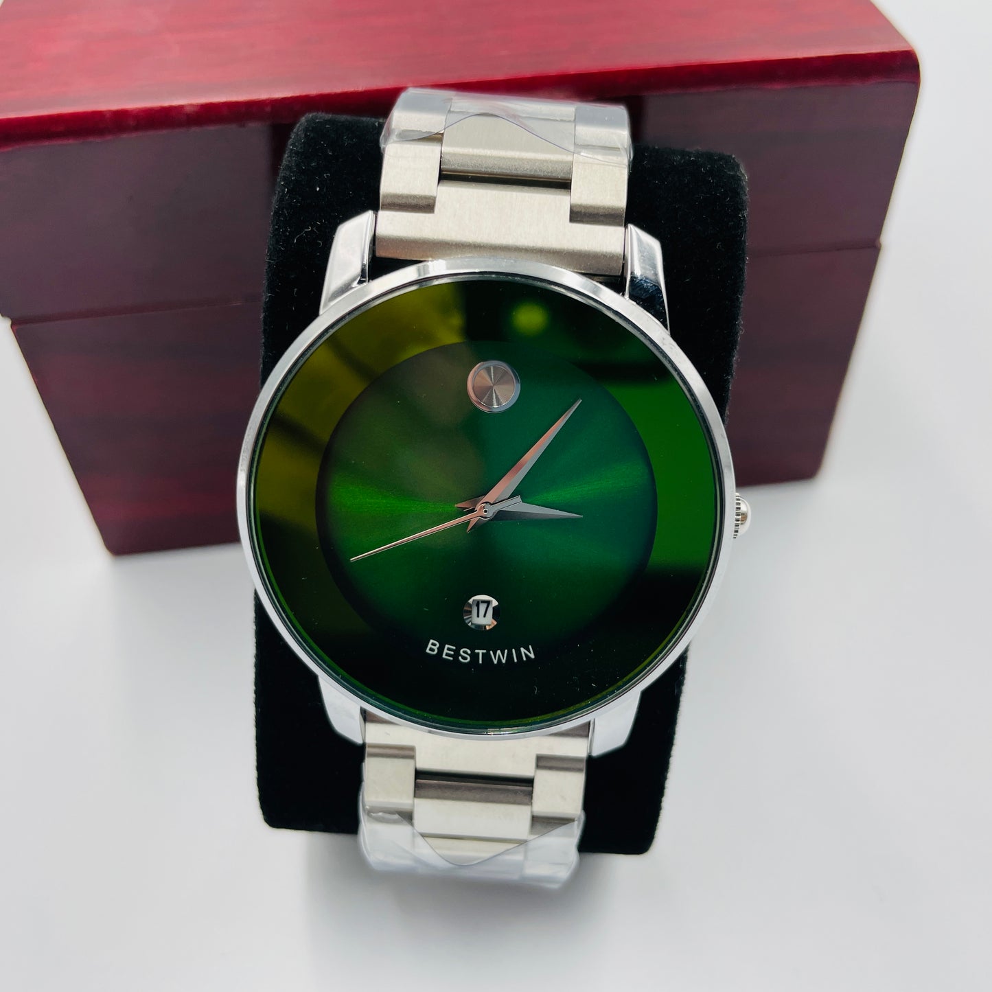 Bestwin Silver Green Dial Watch