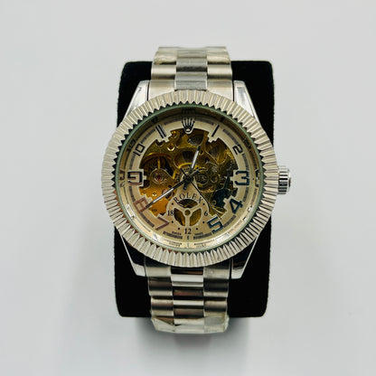 Silver Automatic Skeleton Watch