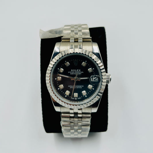 Silver Black Datejust Ladies Watch
