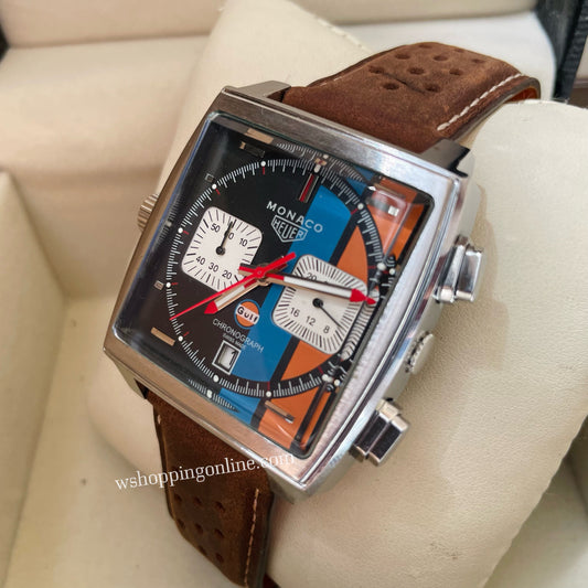 Monaco Brown Gulf Chronograph Working Watch