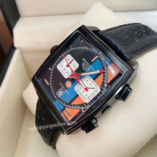 Monaco Black Gulf Chronograph Working Watch