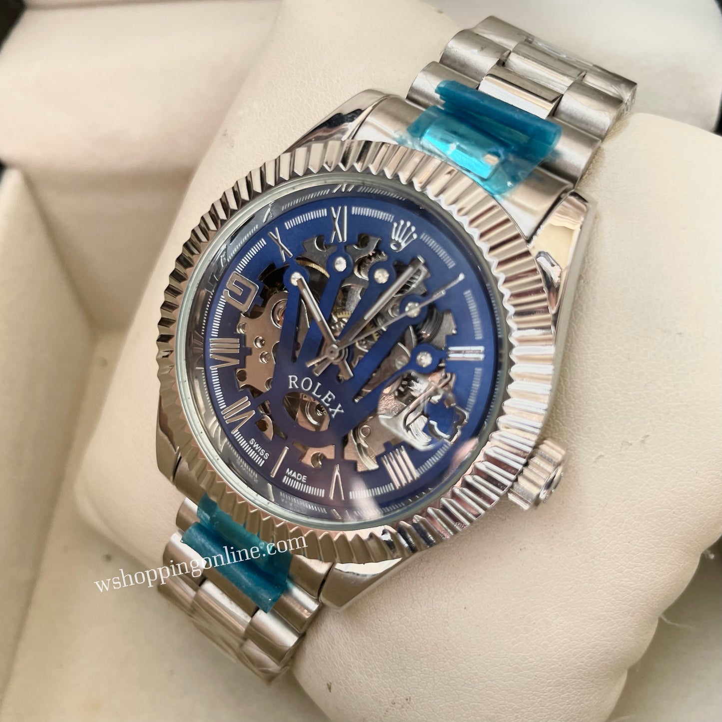 Silver Blue Logo Automatic Watch