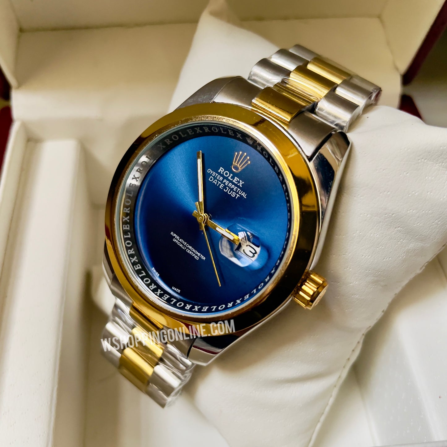 Twotone Blue Plain Dial Datejust Watch