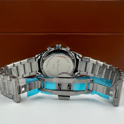 Alfalah Silver White Chain Watch