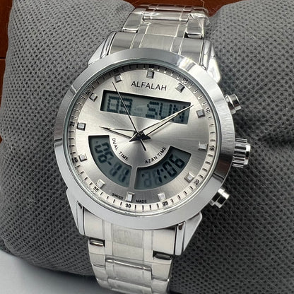 Alfalah Silver White Chain Watch