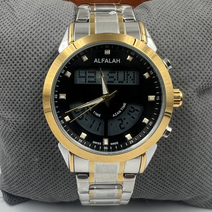 Alfalah Twotone Black Chain Watch