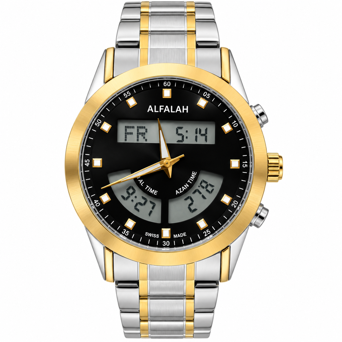 Alfalah Twotone Black Chain Watch