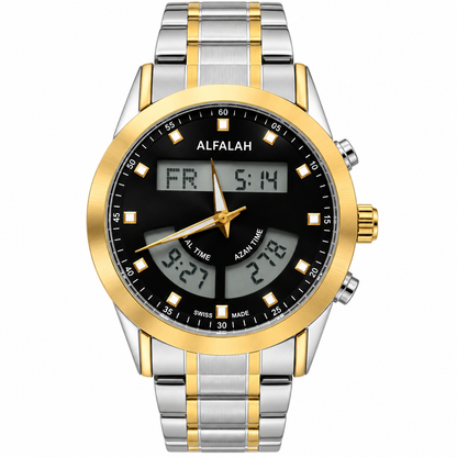 Alfalah Twotone Black Chain Watch