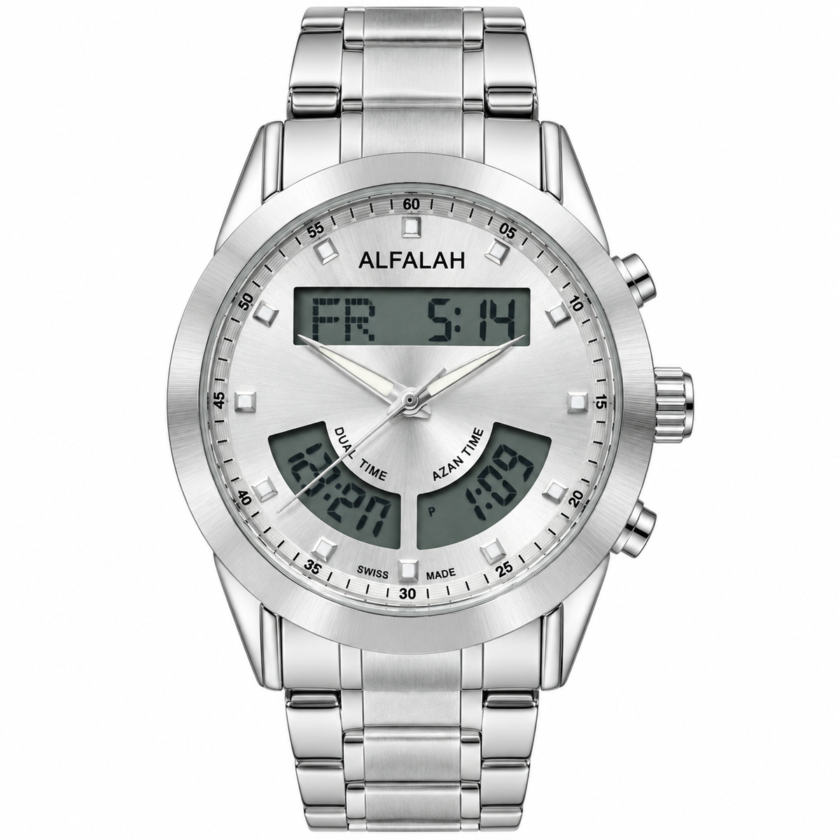 Alfalah Silver White Chain Watch