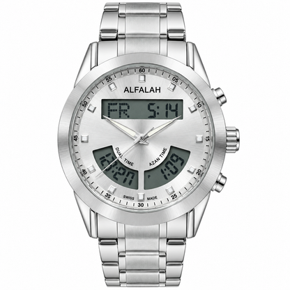 Alfalah Silver White Chain Watch