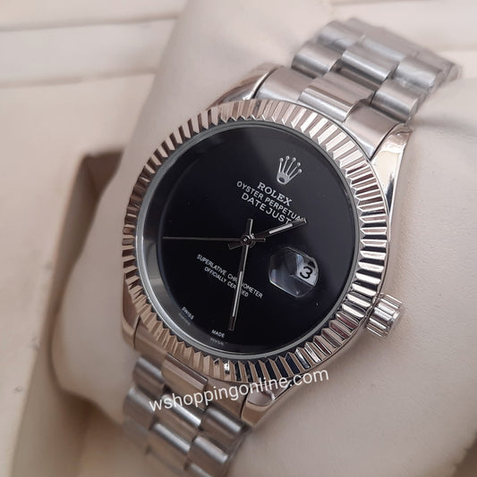 Silver Black plain Dial Datejust Watch