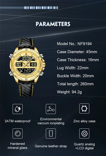 Naviforce Golden Black Strap