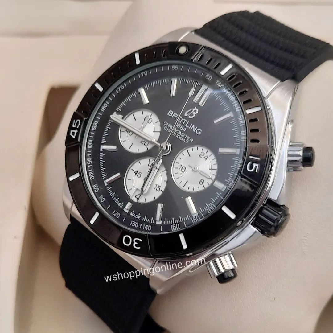 Black Silver Chronograph Working Watch