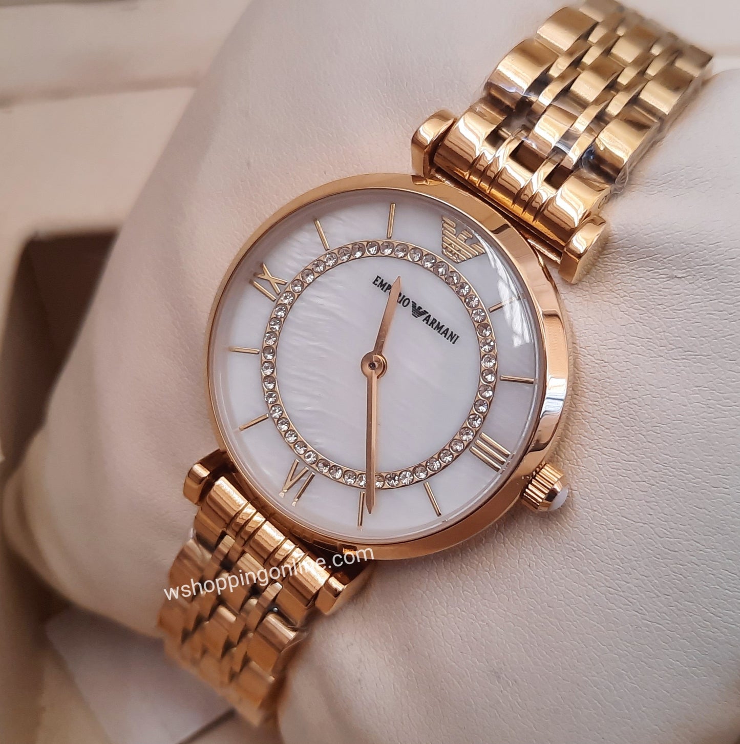 Armani White Golden Watch