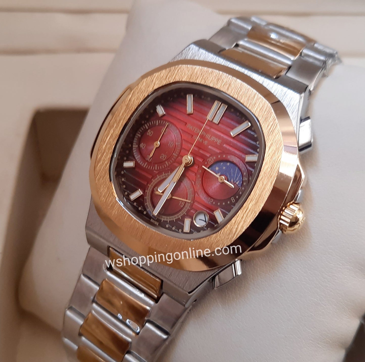 Twotone Red SunMoon Chronograph Working