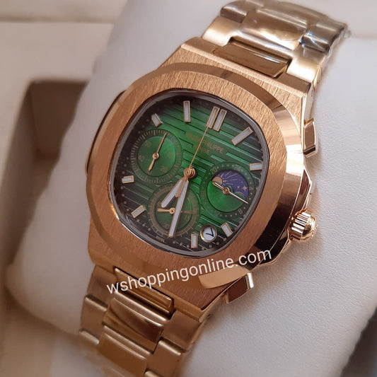 Golden Green SunMoon Chronograph Working