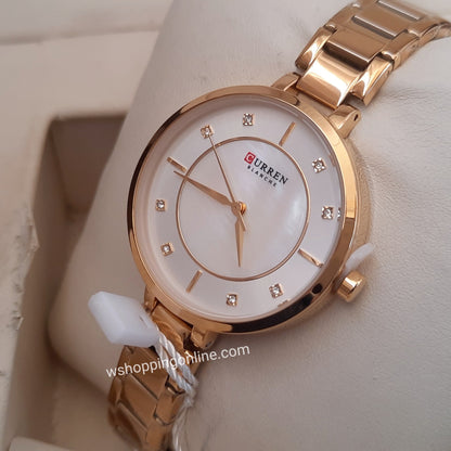 Curren White Golden Chain Watch