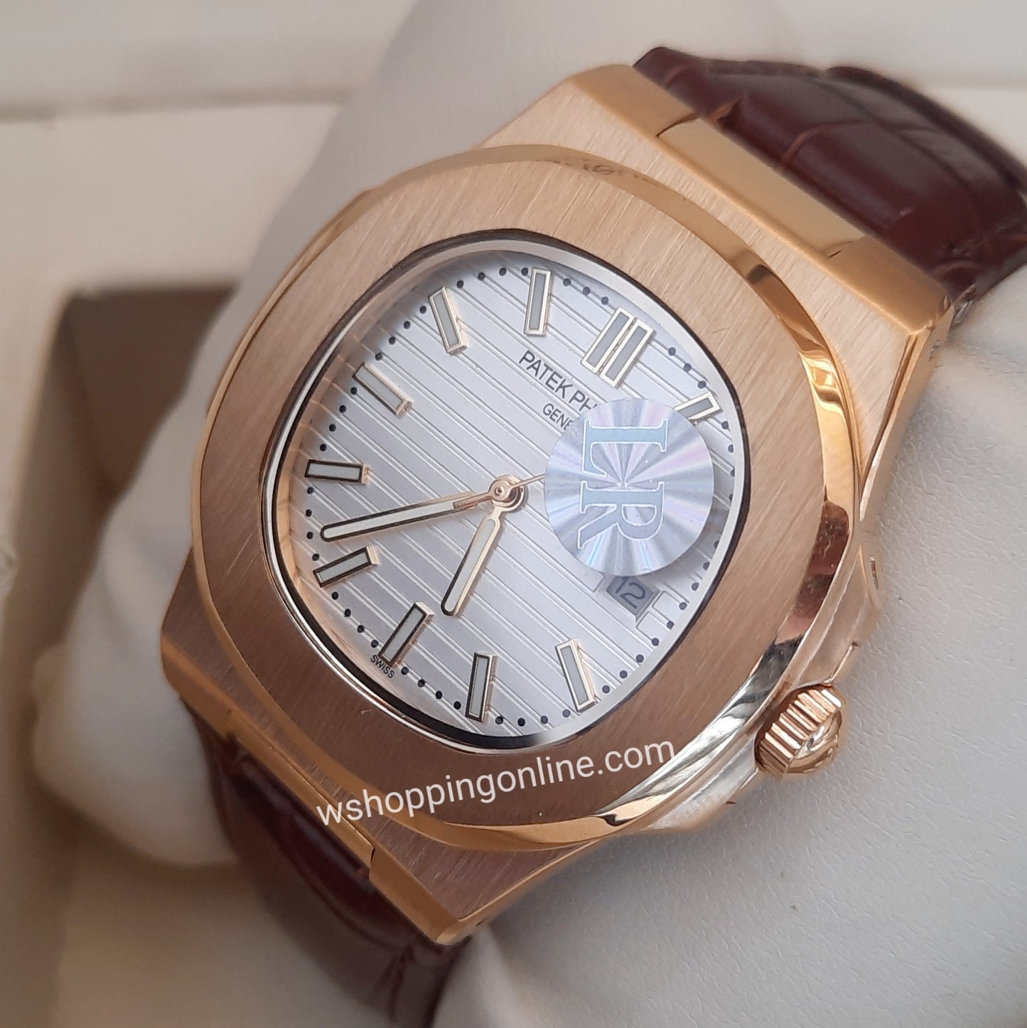 Master Patek Brown White Leather Watch