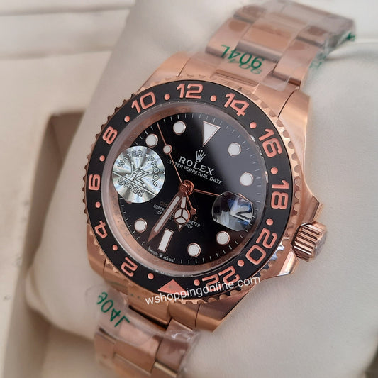 Master Rosegold Black GMT Automatic Watch