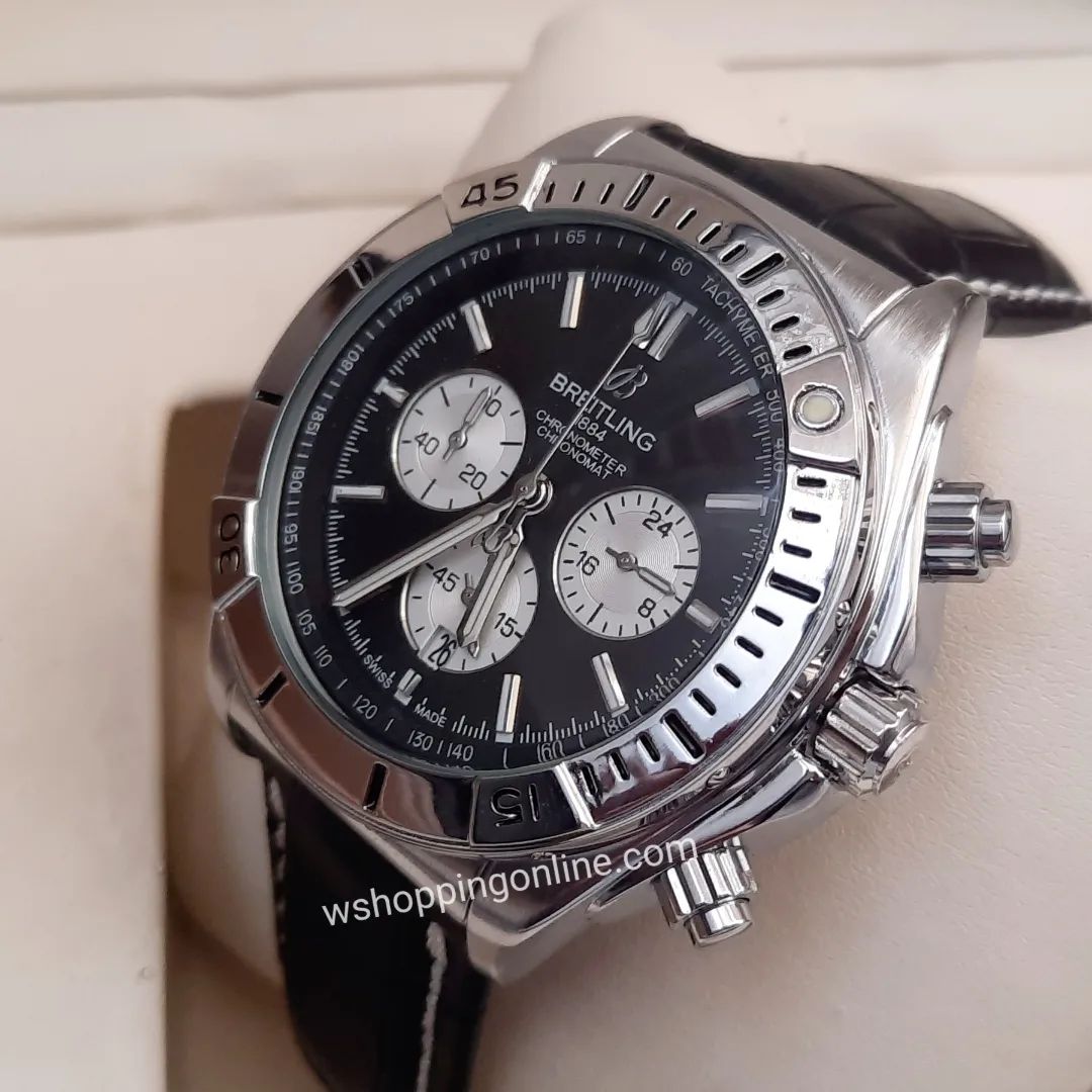 Black Silver Strap Chronograph Working Watch