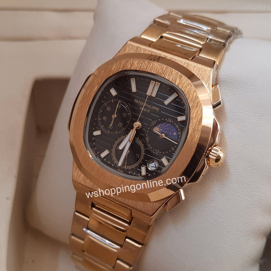 Golden Black SunMoon Chronograph Working