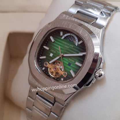 Silver Green SunMoon Automatic Watch