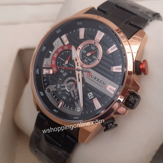 Curren black Golden New Orignal Chronograph Working Watch