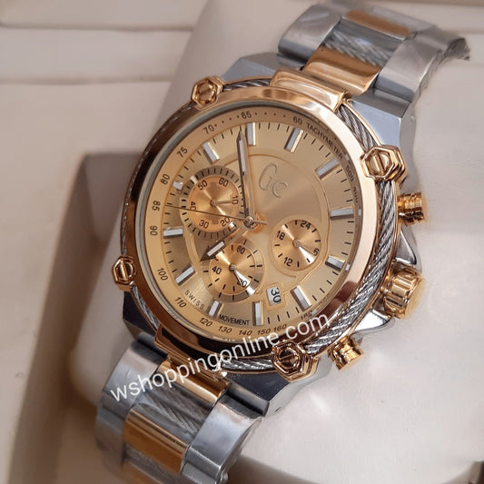 Twotone Golden Chronograph Working Watch