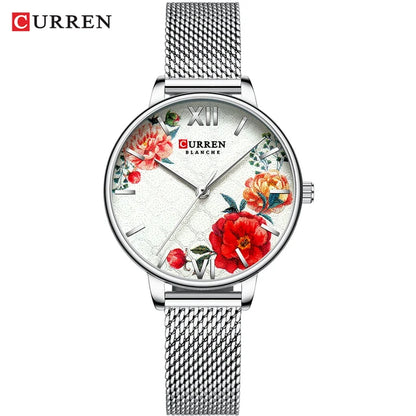 Curren Silver Flower Ladies Watch